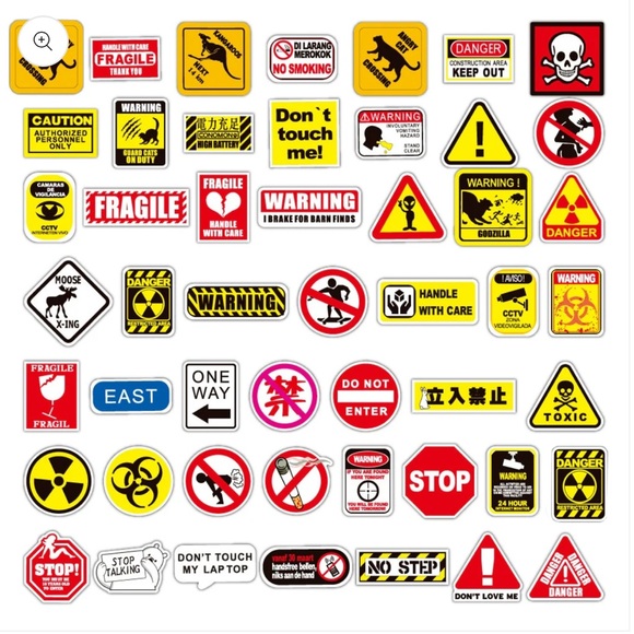 Vibrant Warning Sign Sticker Set - Picture 5 of 7